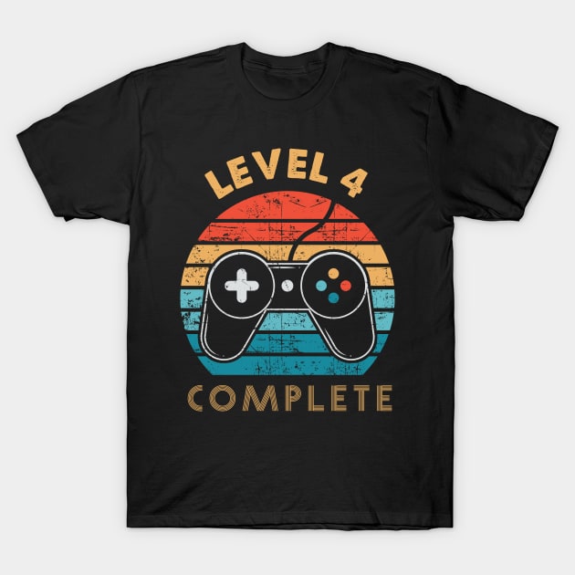 4th Anniversary Gift, Funny 4 Year Anniversary, Fathers Day Gift, Video Game Shirt, Anniversay Gifts for Husband, Gamer Dad Gift, Level 4 T-Shirt by kokowaza